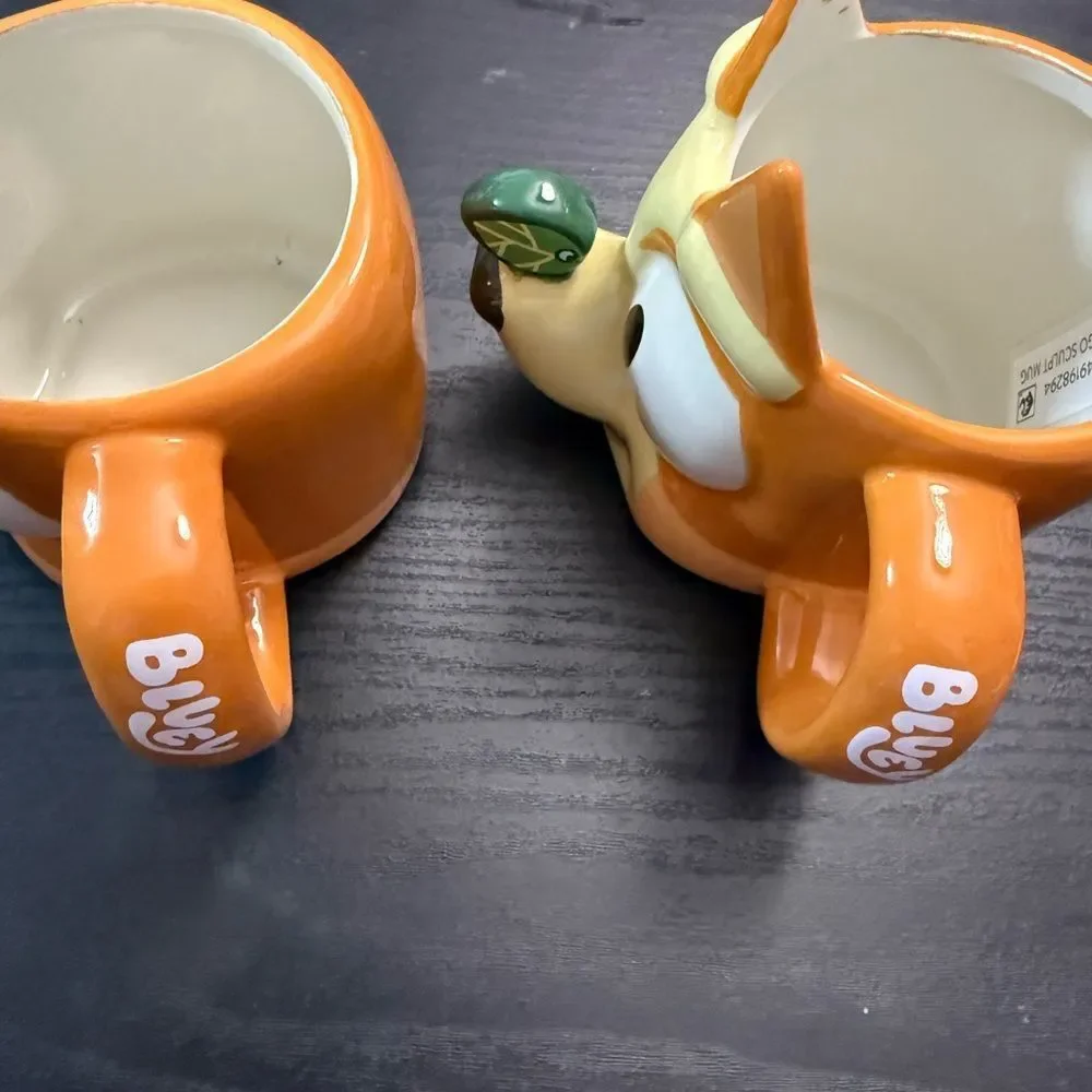 Novelty Orange Cartoon Bluey  Ceramic Coffee Mug - Set of 2